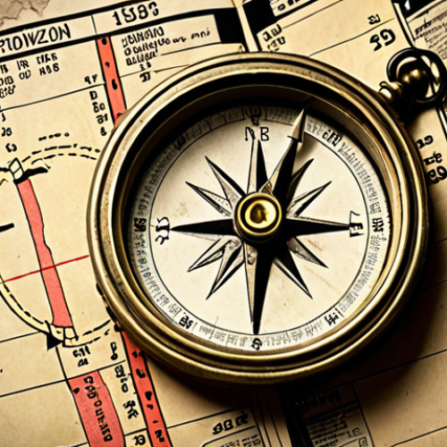 Home 8 **
"A weathered nautical compass pointing forward on a journey map. Surrounding the compass are faded Swedish krona notes, a calendar with crossed-out dates, and scattered, incorrect data entries on paper."
**
