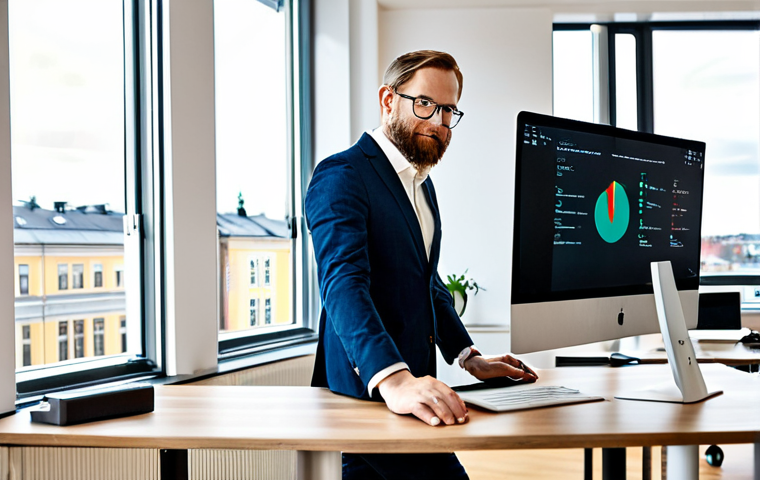 **
"A professional data scientist, fully clothed in business-casual attire, working at a modern standing desk in a bright, open-plan office in Stockholm, Sweden. Displaying a clean data dashboard on a large monitor. Safe for work, perfect anatomy, correct proportions, professional photography, high quality, natural pose, well-formed hands, proper finger count, natural body proportions, appropriate content, professional, modest."
**