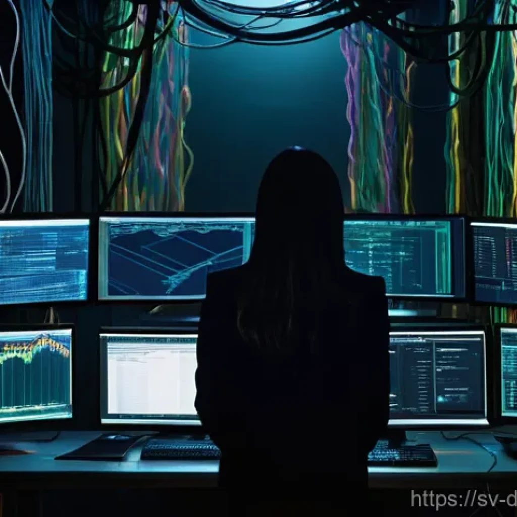 데이터 품질 유지 관리 체크리스트 - **Prompt:** "A cinematic, high-angle shot illustrating the 'Data Jungle' metaphor. A female data ana...