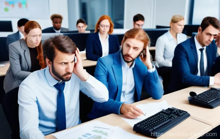 데이터 품질 관리의 글로벌 트렌드 - **Prompt:** A diverse group of business professionals in a modern, slightly disheveled Swedish offic...