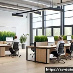 Home 21 데이터 품질 향상을 위한 기술적 접근법 - A modern Scandinavian office environment with a diverse team of professionals collaborating around a...